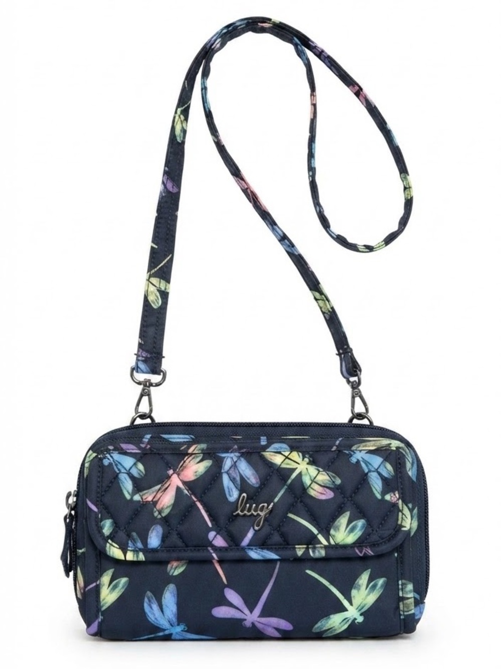 LUG Kickflip SE - RFID Protected Quilted Crossbody Bag -Dragonfly Print